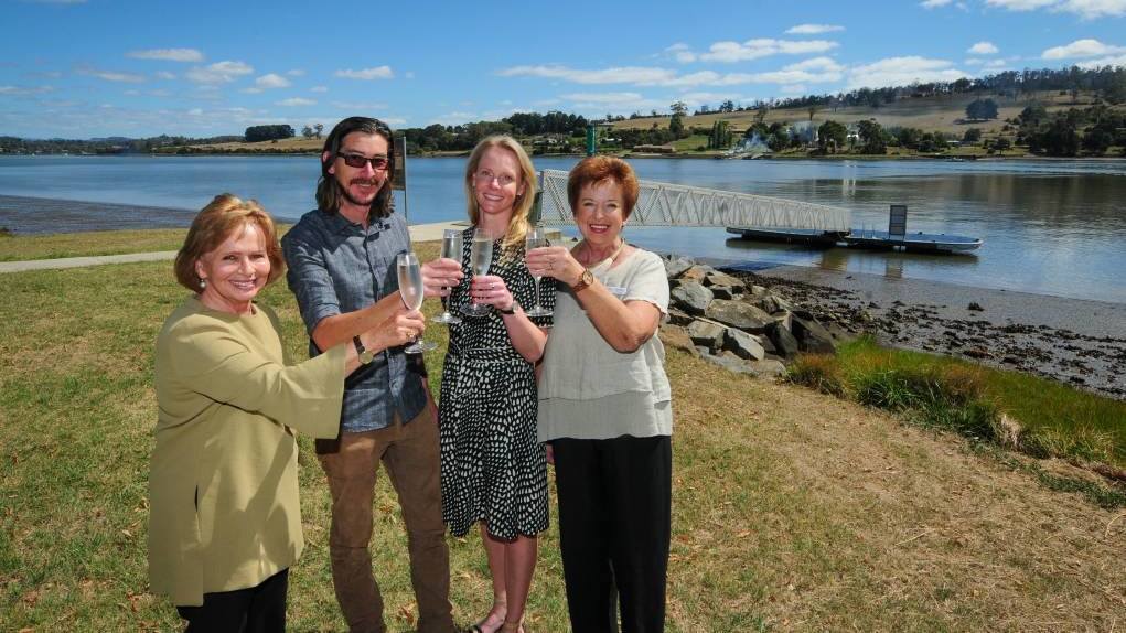 West Tamar mayor Christina Holmdahl, Artentwine curator Patrick Sutczak, Bass Liberal MHA Sarah Courtney and West Tamar Arts Group chairwoman Joy Allen raise a glass for the launch of Artentwine. Picture: Paul Scambler West Tamar mayor Christina Holmdahl, Artentwine curator Patrick Sutczak, Bass Liberal MHA Sarah Courtney and West Tamar Arts Group chairwoman Joy Allen raise a glass for the launch of Artentwine. Picture: Paul Scambler